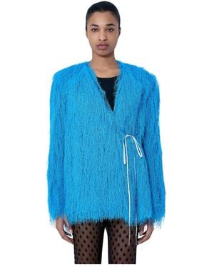 Dries Van Noten Faux Fur & Shearling Jackets - Blue