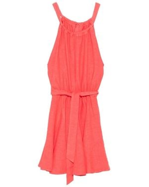 120% Lino Short Dresses - Red