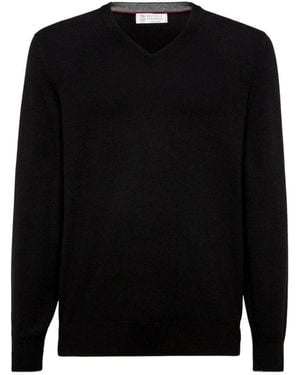Brunello Cucinelli V-Neck Knitwear - Negro