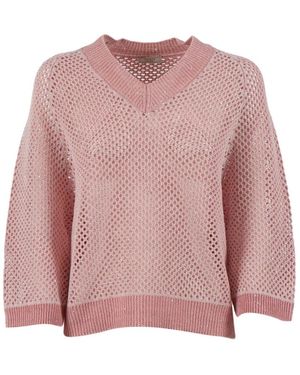 Peserico V-Neck Mesh Top - Roze