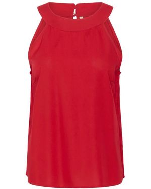Cream Sleeveless Tops - Rood