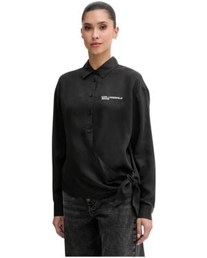 KARL LAGERFELD Overhemden ,Zwart ,Geknoopte Blouse