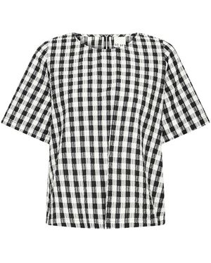 Ichi Overhemden ,Veelkleurig ,Vichy Blouse - Zwart