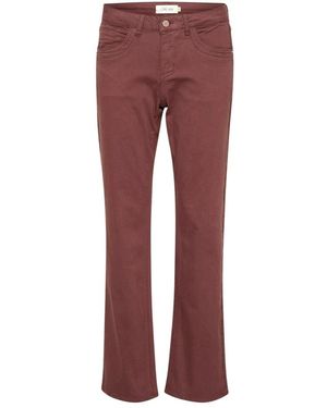 Cream Rechte Broek - Rood