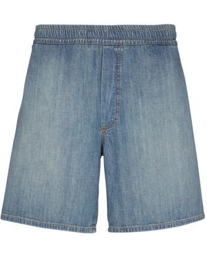 Balmain Short Au Verwachenem Denim - Blau