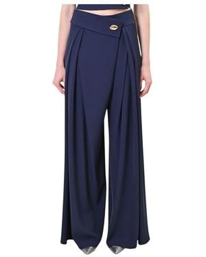 Rinascimento Broeken ,Blauw ,Pantalone Palazzo Met Knoopdesign