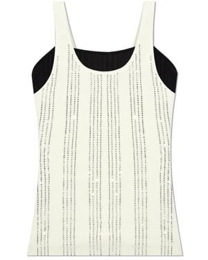The Attico The Embellished Double Layered Ribbed Top - Natural