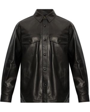 Balmain Jassen ,Zwart ,Leer Leren Jas Met Zakken