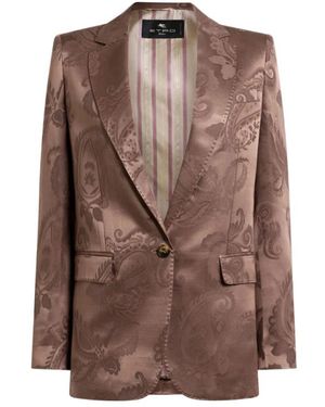 Etro Jacquard-Sakko Mit Blumen-Paisley-Motiv - Braun