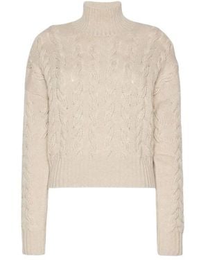 Max Mara Truien & Vesten ,Wol Kabelgebreide Coltrui - Naturel