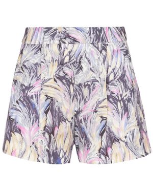 Balmain Korte Broeken ,Veelkleurig ,Feather Print Shorts - Blauw