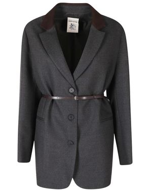 Semicouture Jassen ,Grijs ,Leer Blazers - Zwart