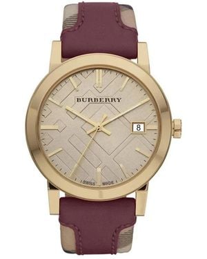 Burberry Accessoires ,Geel ,Leer The City Check Watch