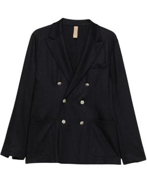 Eleventy Jassen ,Blauw ,Wol Double-Breasted Blazer Met Puntrevers - Zwart