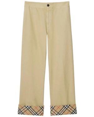 Burberry Griffin Check-Cuff Relaxed Fit Trousers - Natural