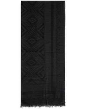 Alberta Ferretti Accessoires ,Grijs ,Wol Fringed Square Scarf - Zwart