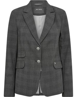 Mos Mosh Blazer Entallado Estampado Sharkskin, Mujer, Talla - Gris