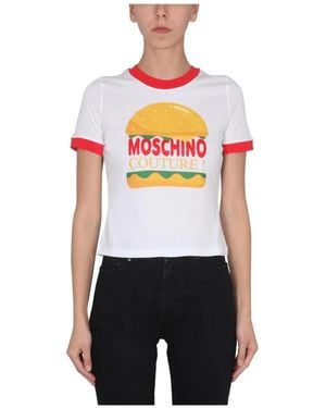 Moschino Couture Burger Print Ringer T-Shirt - Weiß