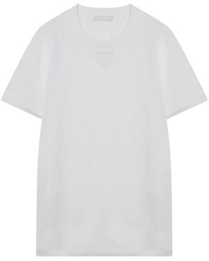 Prada Tops ,Wit ,Katoen Cotton T-Shirt Met Ronde Hals