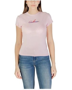 Calvin Klein Rosa Rundhals Damen T-Shirt - Blau