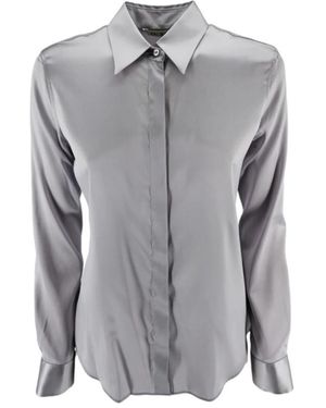 Caliban Stretch Satijnen Blouse - Grijs