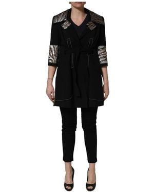 Dolce & Gabbana Enkelrijige Brokaatjas - Zwart