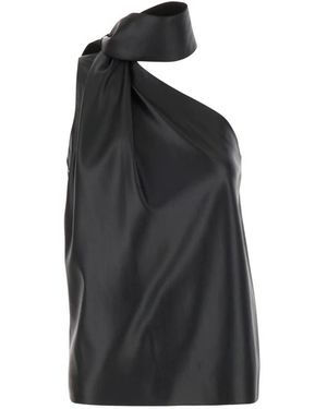Stella McCartney Tops ,Zwart ,Polyester Scarf One-Shoulder Top