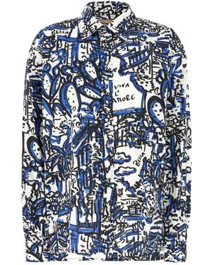 ALESSANDRO ENRIQUEZ Bedrucktes Hemd - Blau