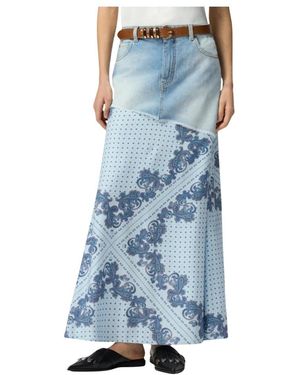Pinko Rokken ,Blauw ,Denim Fuga Gonna Denim + Twill Stamp