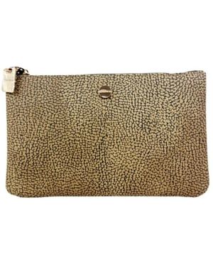 Borbonese Tassen ,Leer Vite Flat Pouch - Naturel