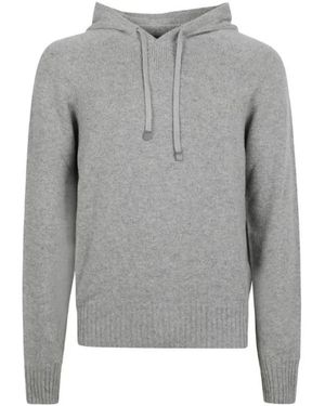 Tom Ford Truien & Vesten ,Grijs ,Kasjmier Trui Met Capuchon En Lange Mouwen