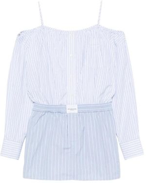 Alexander Wang Gestreiftes Mini-Kleid Mit Carmen-Ausschnitt - Blau