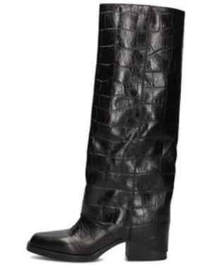 Strategia Schwarze Leder Damenstiefel