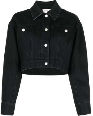 McQueen Cropped Denim Jacket For - Black