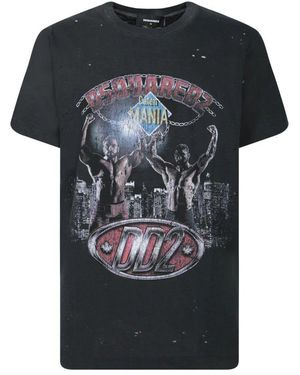 DSquared² Graues T-Shirt Mit Grafikdruck Urbaner Stil - Schwarz