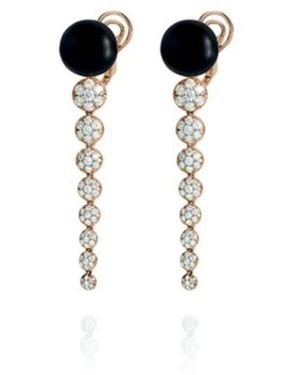 Chantecler Roségouden Oorbellen Met Onyx En Diamanten - Zwart