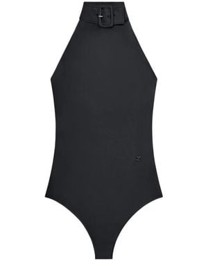 Courreges Tops ,Zwart ,Buckle Tech Crepe Bodysuit