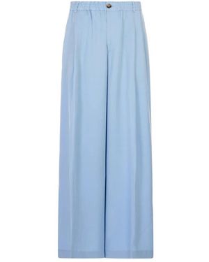 Marni Broeken ,Blauw ,Satijn Satijnen Broek Met Wijde Pijpen