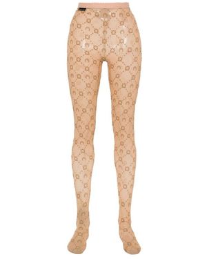 Marine Serre Netzstrumpfhose Mit Monogramm - Natur