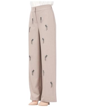 SIMONA CORSELLINI Wide Trousers - Natural