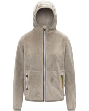 K-Way Jassen ,Polyester Lily Velour Polar Reversible Sweatshirt - Grijs