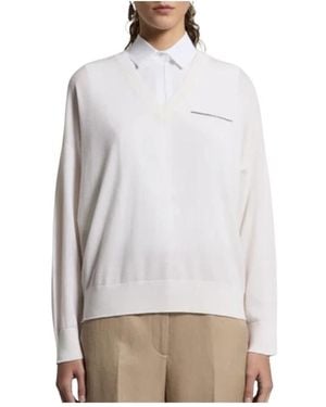 Peserico V-Neck Knitwear - Bianco