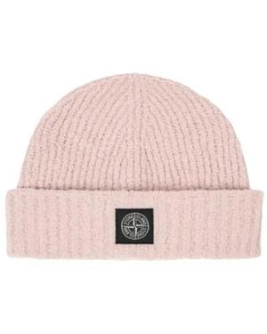 Stone Island Full Rib Cotton Bouclé Beanie - Roze