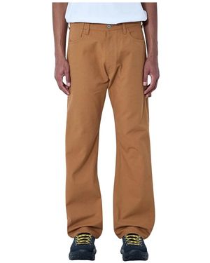 Junya Watanabe Broeken ,Bruin ,Leer Rechttoe-Rechtaan Getailleerde Broek