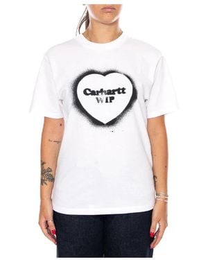 Carhartt Tops ,Wit ,Katoen W' /Spray Heart T-Shirt