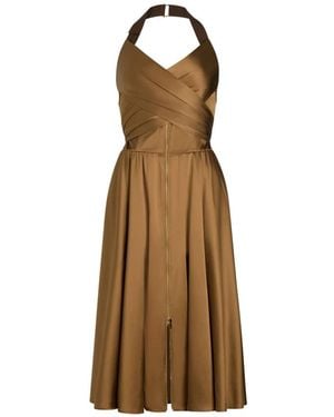 Patou Kleedjes ,Bruin ,Midi Jurk