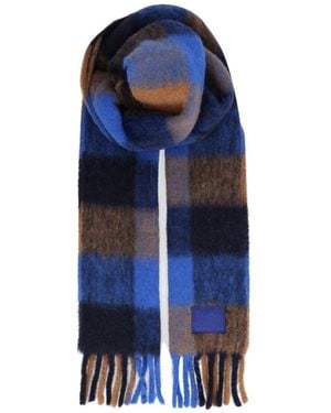 Paul Smith Fringed Plaid Scarf - Blau