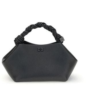 Ganni Genarbte Handtasche Mit Schmetterlingslogo - Schwarz