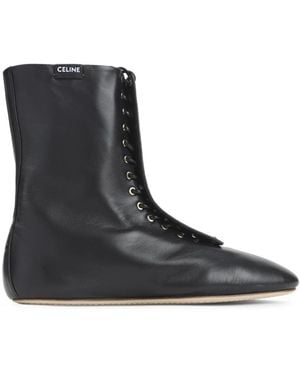 Celine Lace-Up Boots - Black