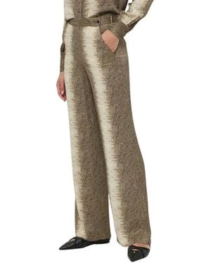 Twinset Wijde Satijnen Broek Met Slangenprint - Naturel